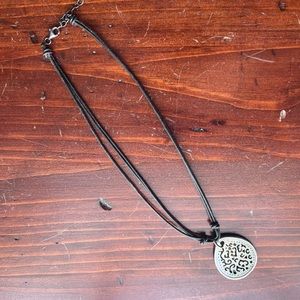 Silpada silver, mother of pearl, leather necklace.